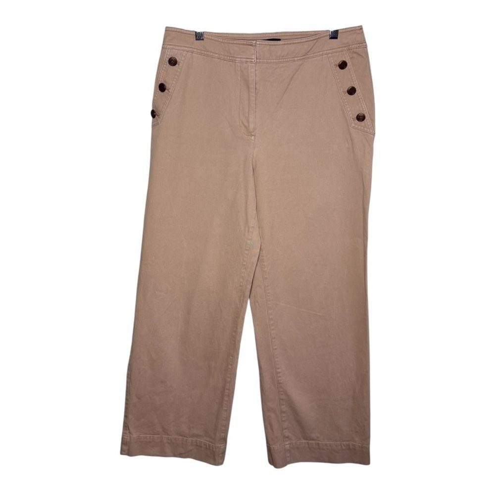 Talbots Wide leg Women Pants size 10 P Sailor Tan  High Rise Nautical